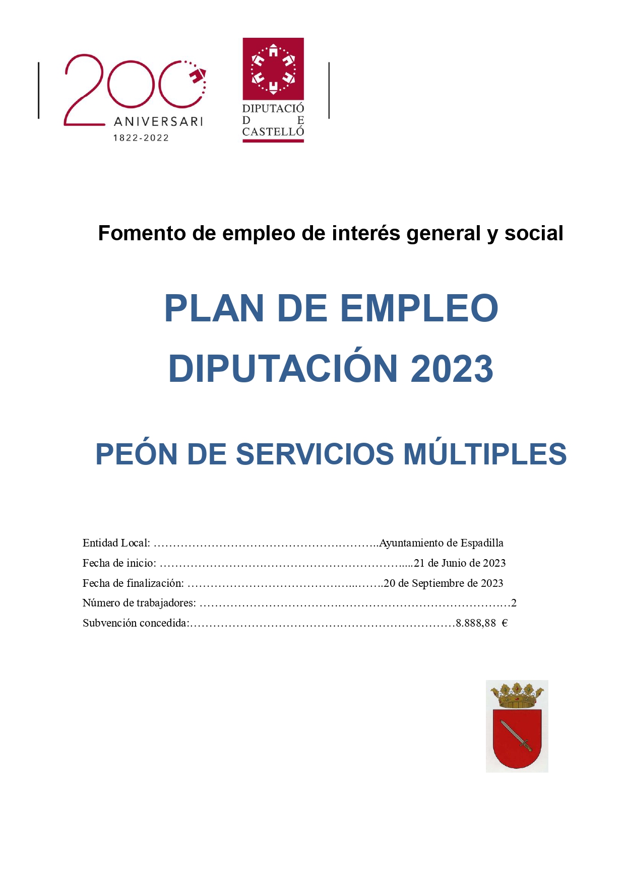 PLAN DE EMPLEO DIPUTACIÓN 2023